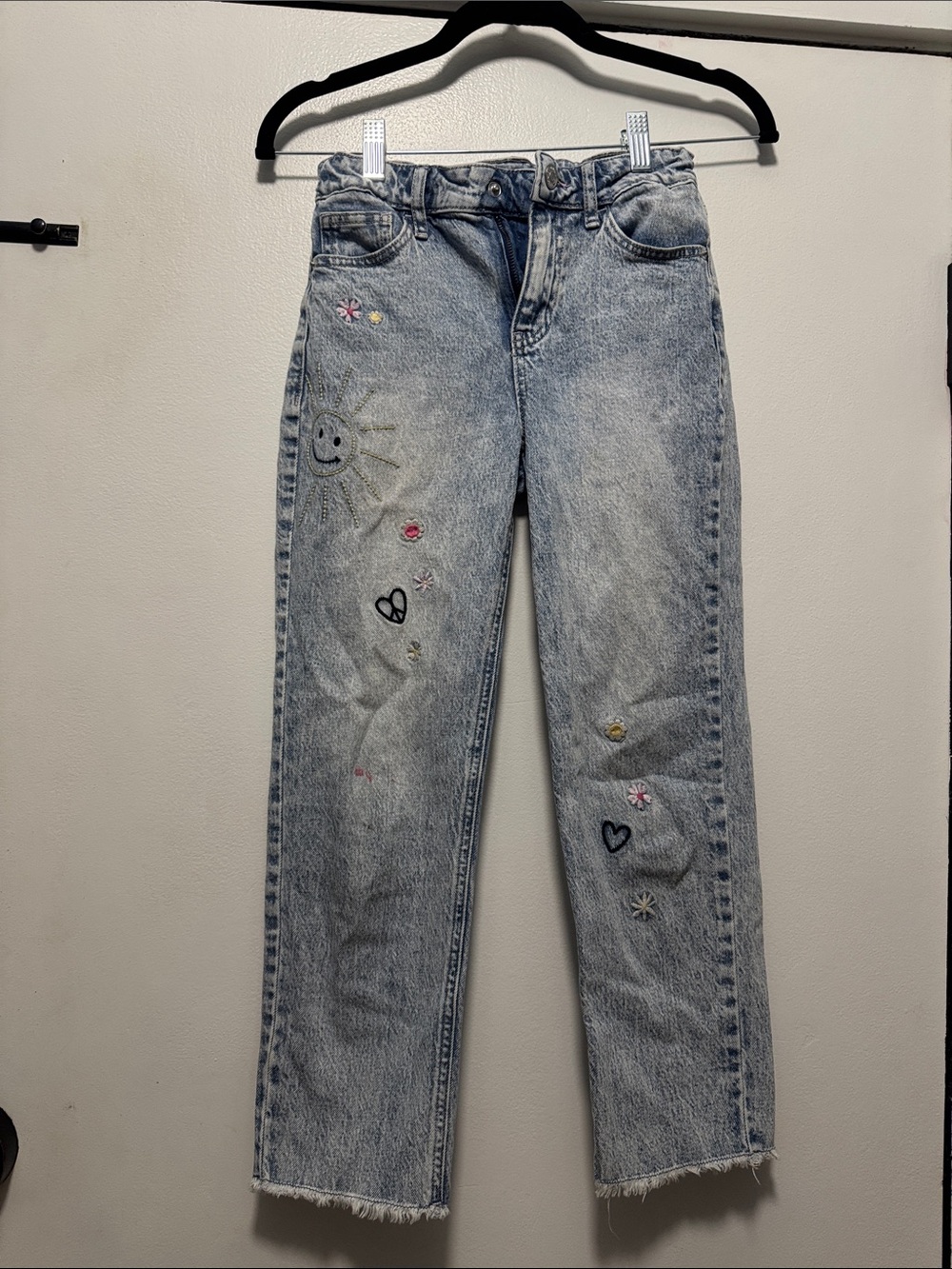 Cat & Jack Light Blue Embroidered Straight Jeans